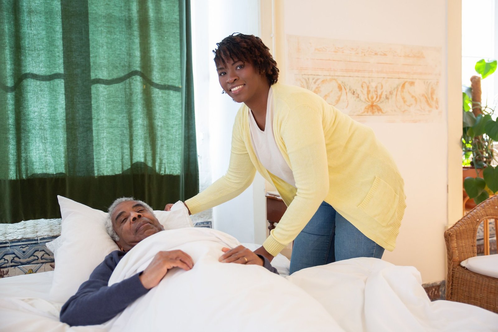 Embracing Home Care caregiver assisting an older client at home in Central Florida